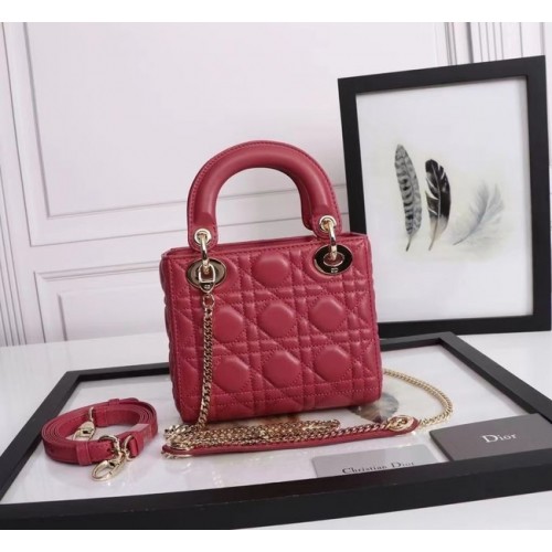 BORSA MINI LADY DIOR Pelle di agnello M0566OE rosso