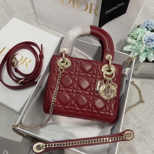 BORSA MINI LADY DIOR Pelle di agnello M0566OW Vino&oro