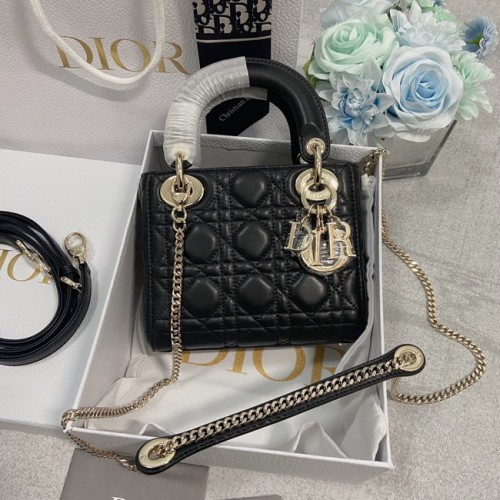 BORSA MINI LADY DIOR Pelle di agnello M0566OW nero&oro
