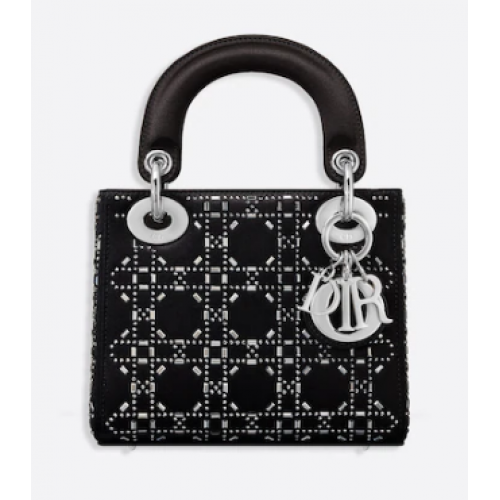 BORSA MINI LADY DIOR Strass Cannage Satin M0500P nera