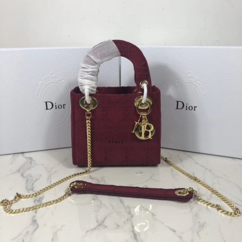 BORSA TOTE MINI LADY DIOR IN TELA RICAMATA C4531 Bordeaux