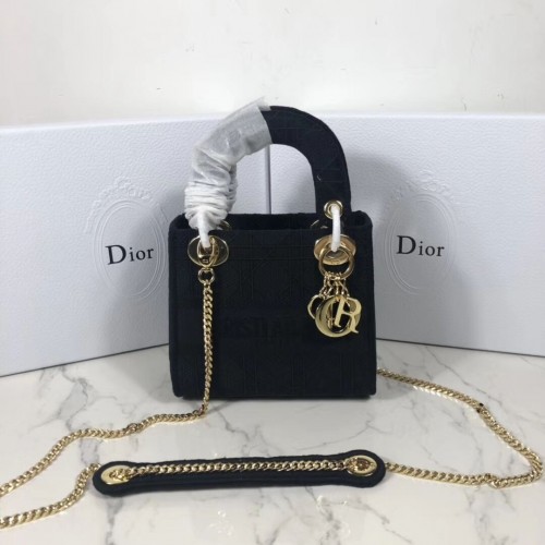 BORSA TOTE MINI LADY DIOR IN TELA RICAMATA C4531 nera