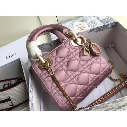 BORSA MINI LADY DIOR IN RASO M424 Rosa Viola