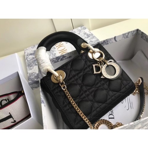 BORSA MINI LADY DIOR IN RASO M424 nera