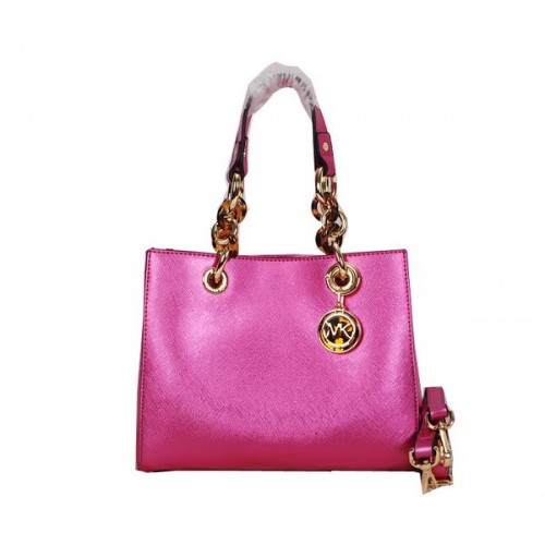 Borsa da viaggio Michael Kors Jet Set in pelle lucida MK0915 rosa chiaro