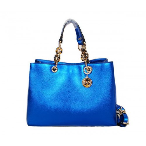 Borsa da viaggio Michael Kors Jet Set in pelle lucida MK0916 blu
