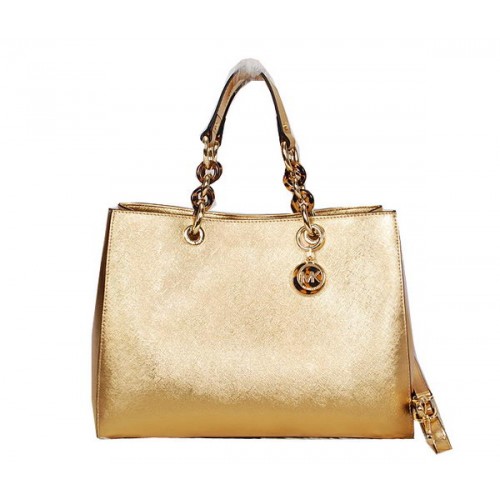 Borsa da viaggio Michael Kors Jet Set in pelle lucida MK0916 oro