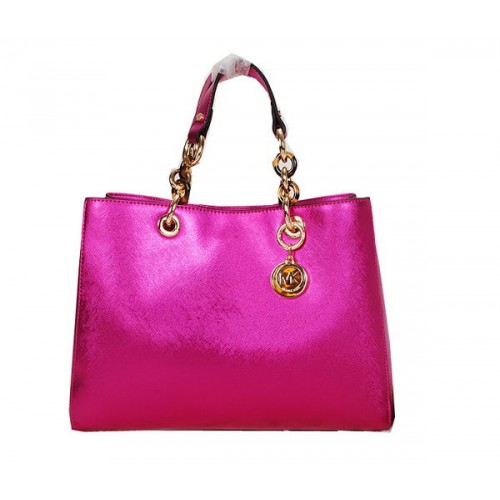 Borsa da viaggio Michael Kors Jet Set in pelle lucida MK0916 rosa