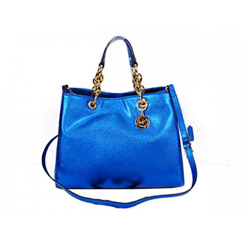 Borsa da Viaggio Michael Kors Jet Set in Pelle Perlata N8860 Blu