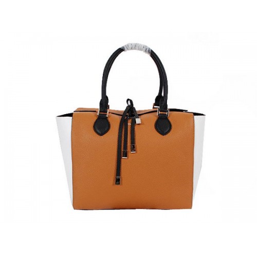 Michael Kors Large Miranda Colorblock Tote 8708 Wheat&White