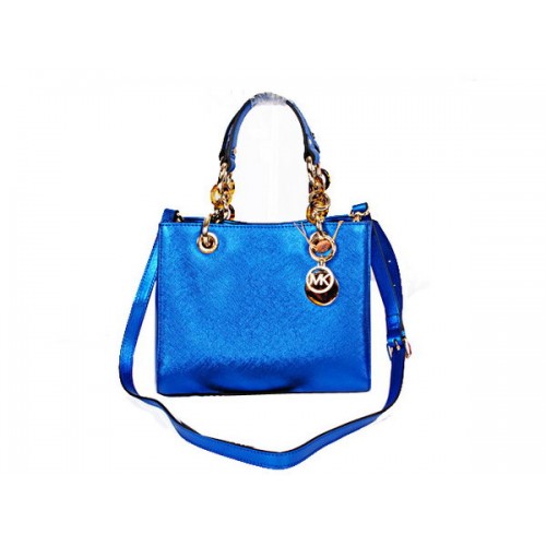 Michael Kors Borsa da Viaggio Mini Jet Set in Pelle Perlata N8861 Blu