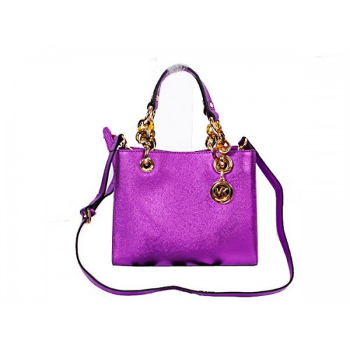Borsa da viaggio Michael Kors Mini Jet Set in pelle perlata N8861 Viola