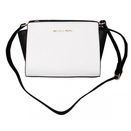 Borsa a tracolla Mini Selma di Michael Kors MK8710 in bianco e nero