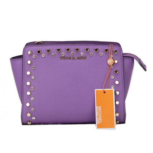 Michael Kors Mini Selma Messenger Bag Pelle originale MK1879 Lavanda