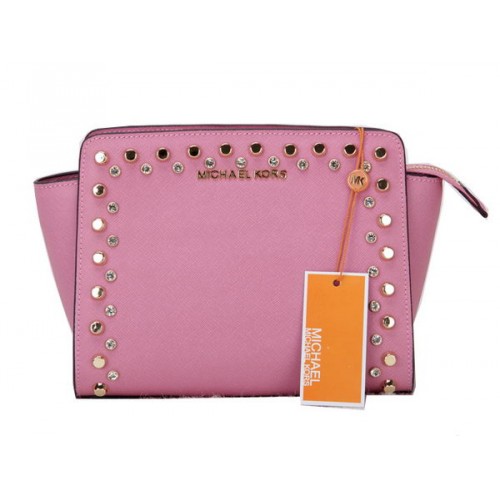 Michael Kors Mini Borsa Messenger Selma Pelle Originale MK1879 Rosa