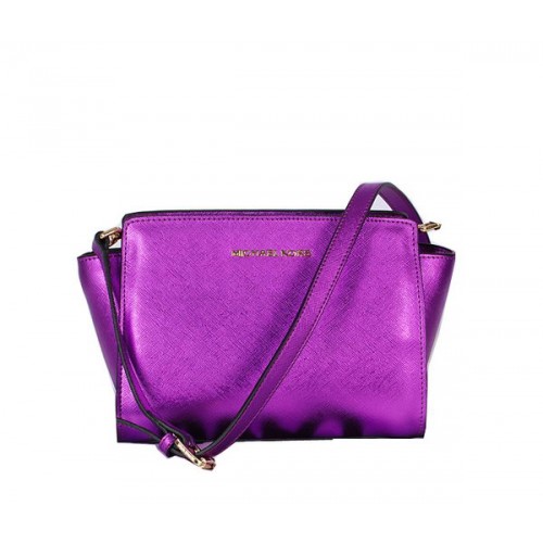 Michael Kors Mini Selma Messenger Bag Pelle Originale MK8710 Viola