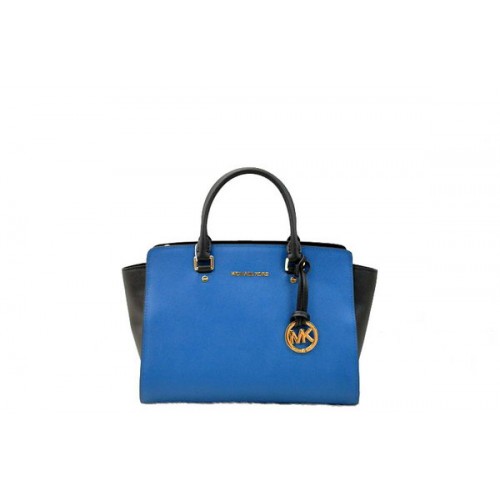 Michael Kors Selma Borsa a cartella con cerniera superiore 1900 nera e blu