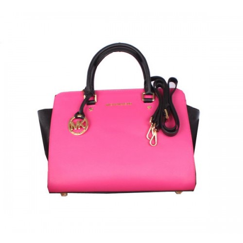 Michael Kors Selma Borsa a cartella con cerniera superiore MK115 Rosa e nero