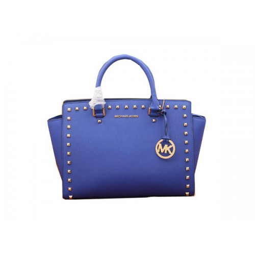 Michael Kors Selma Borsa a cartella con cerniera superiore MK8002 Blu