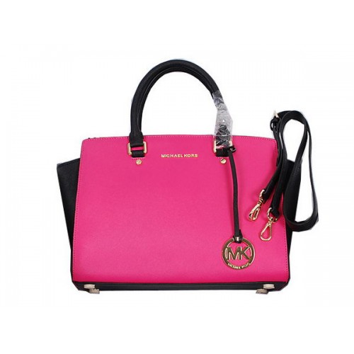 Michael Kors Selma Borsa a cartella con cerniera superiore MK8700 Rosa e nero