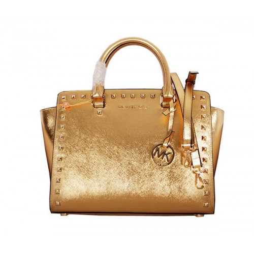 Michael Kors Selma Borsa a cartella con cerniera superiore MK8710 Oro