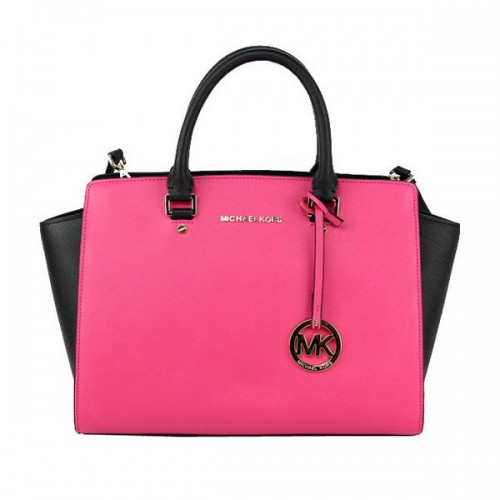 Michael Kors Selma Borsa a cartella con cerniera superiore MK8803 Pesca e nero