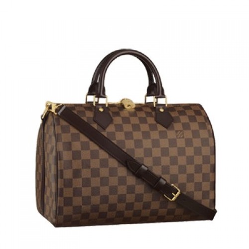 Louis Vuitton Damier Ebene Tela Speedy 30 Con Tracolla N41183