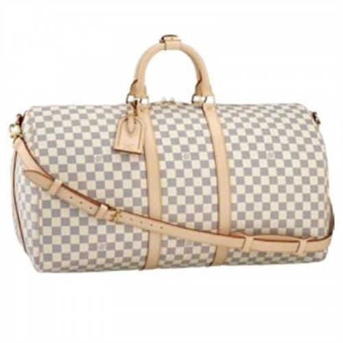 Louis Vuitton Damier Azur Tela Keepall 55 Tracolla N41429