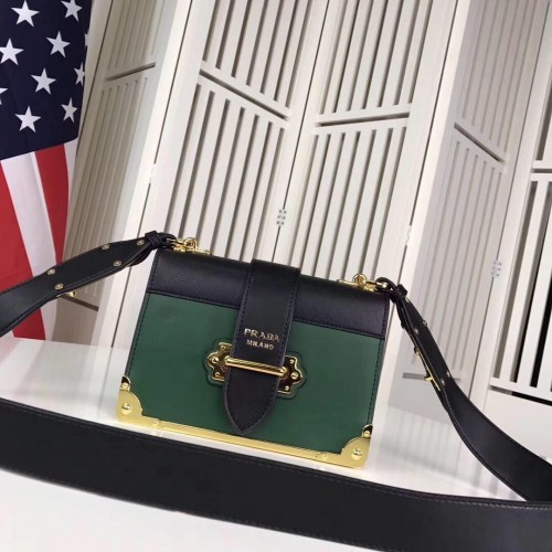 PRADA Borsa a Spalla Patta Pelle Originale P2312 Verde