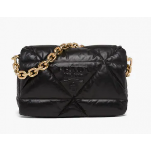 Borsa a spalla in nappa imbottita 1BD306 nera