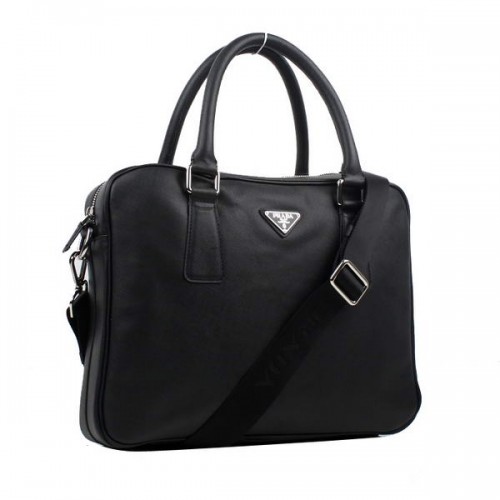 Prada BL0791 Borsa con manico superiore in pelle di vitello Saffiano nera