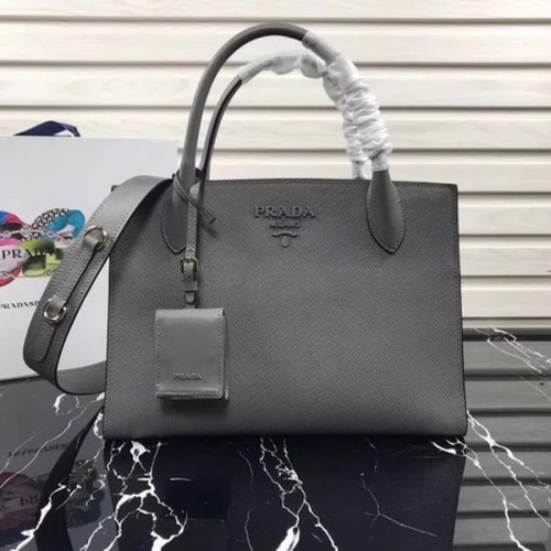 Borsa Prada Bibliotheque in Pelle di Vitello 1BA155 Grigio