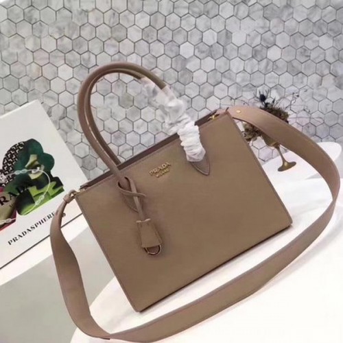 Prada Bibliotheque Borsa tote media Saffiano con manico superiore 1BG088 Albicocca