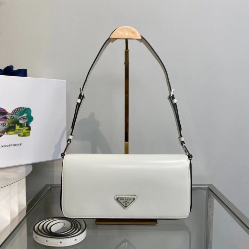Prada Borsa Prada Femme in pelle spazzolata 1BD323 Bianca