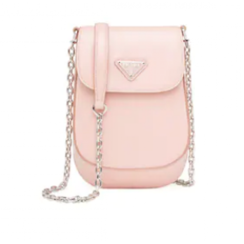 Mini borsa Prada in pelle spazzolata 1BH185 rosa chiaro