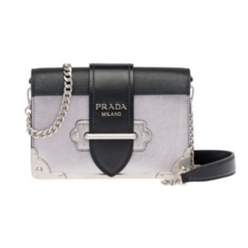 Borsa Prada Cahier in pelle di vitello 1BH018 Argento