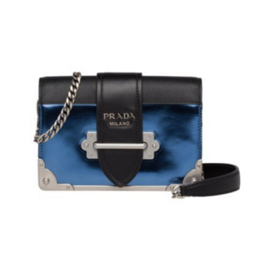 Borsa Prada Cahier in pelle di vitello 1BH018 blu