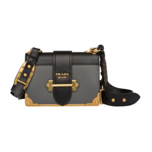 Prada Borsa a tracolla Cahier in pelle 1BD045 grigio&nera