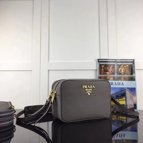 Prada Borsa a Spalla in Pelle di Vitello 1BH082-2B grigia