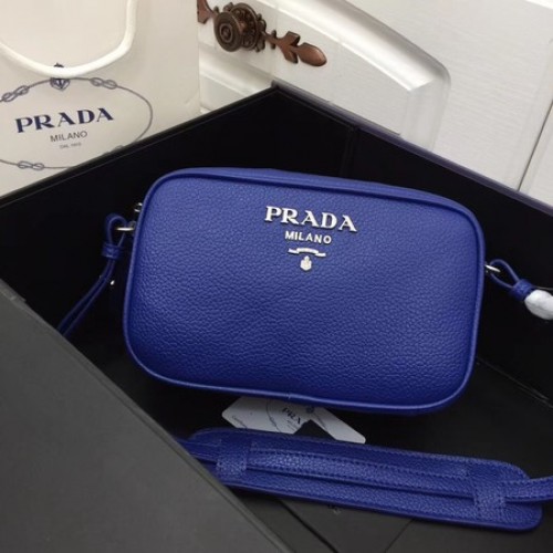 Prada Borsa a spalla in pelle di vitello 1841 blu
