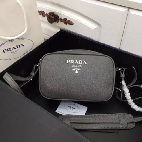 Prada Borsa a tracolla in pelle di vitello 1841 grigia