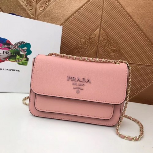 Prada Borsa a spalla in pelle di vitello 3011 rosa