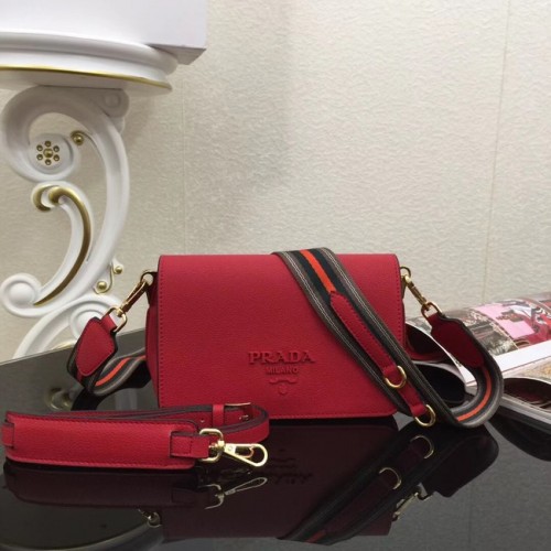Prada Borsa a tracolla in pelle di vitello 66133 rossa