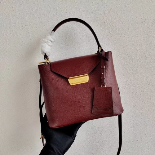 Prada Borsa tote in pelle di vitello 1BN012 Bordeaux