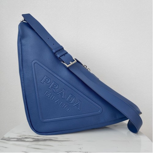 Prada Borsa a tracolla Triangle in pelle di cervo 2VD012 blu