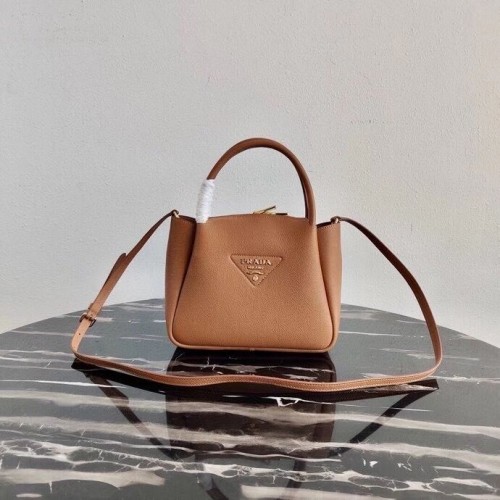 Borsa tote Prada in pelle di cervo 1BC145 marrone