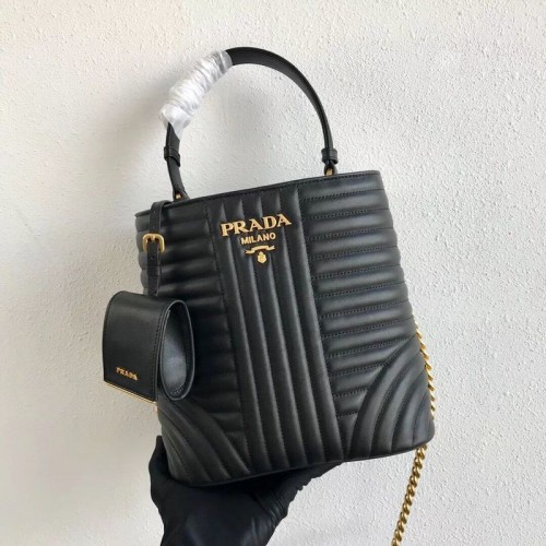 Prada Double Saffiano Borsa in pelle di vitello originale 1BA212 nera