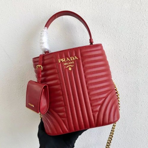 Borsa in pelle di vitello originale Prada Double Saffiano 1BA212 rossa