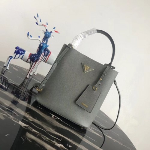 Borsa Prada Double in pelle Saffiano 1BA212 grigia
