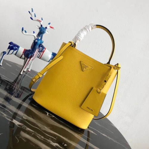 Borsa Prada Double in pelle Saffiano 1BA212 limone